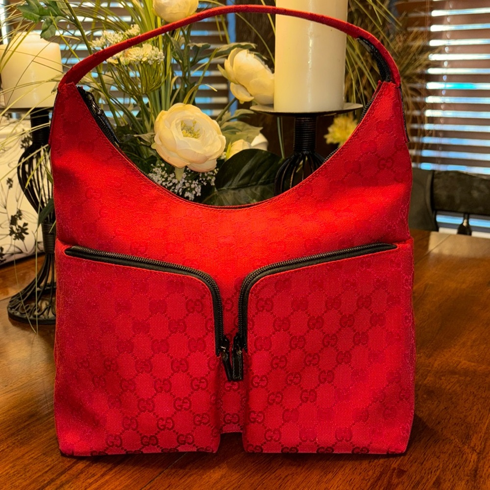 Gucci GG pattern shoulder bag, Red, One shoulder